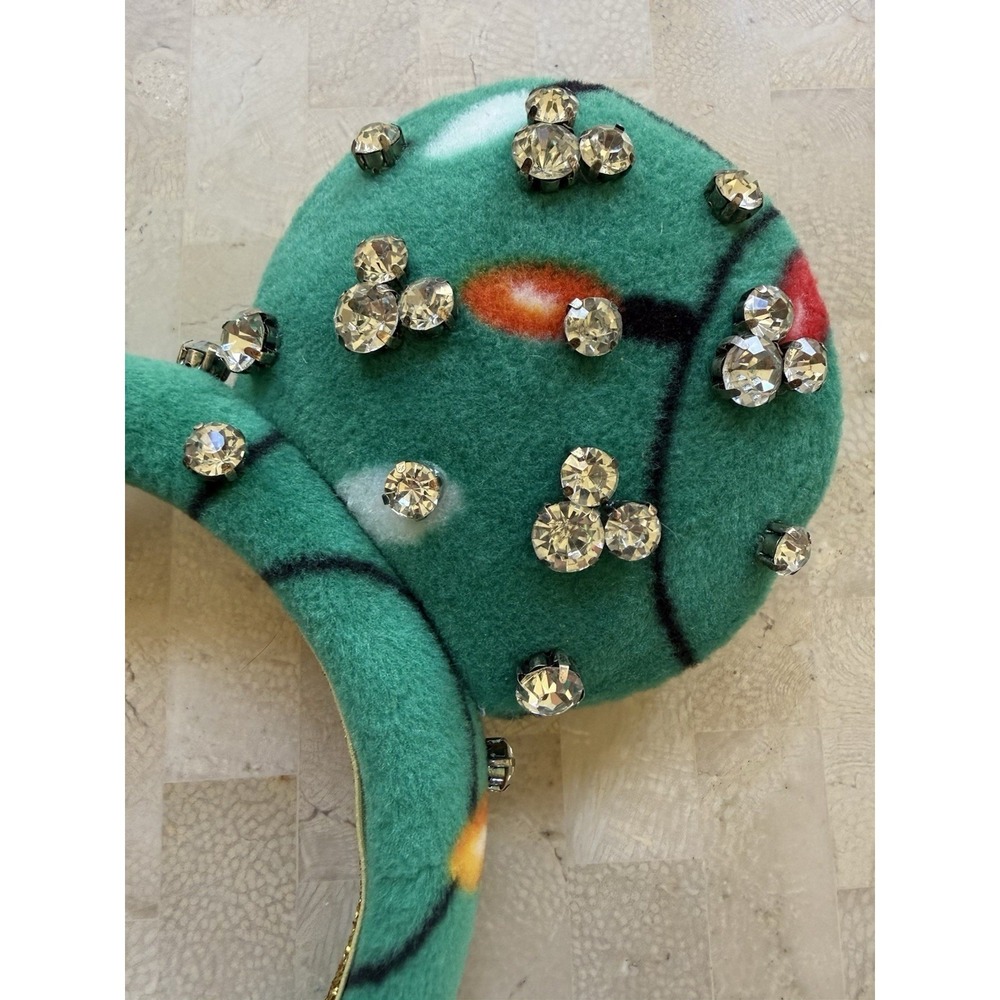 Disney Parks Rhinestone Green Fleece Minnie Mouse Holiday Ears Adult Christmas - Picture 2 of 4